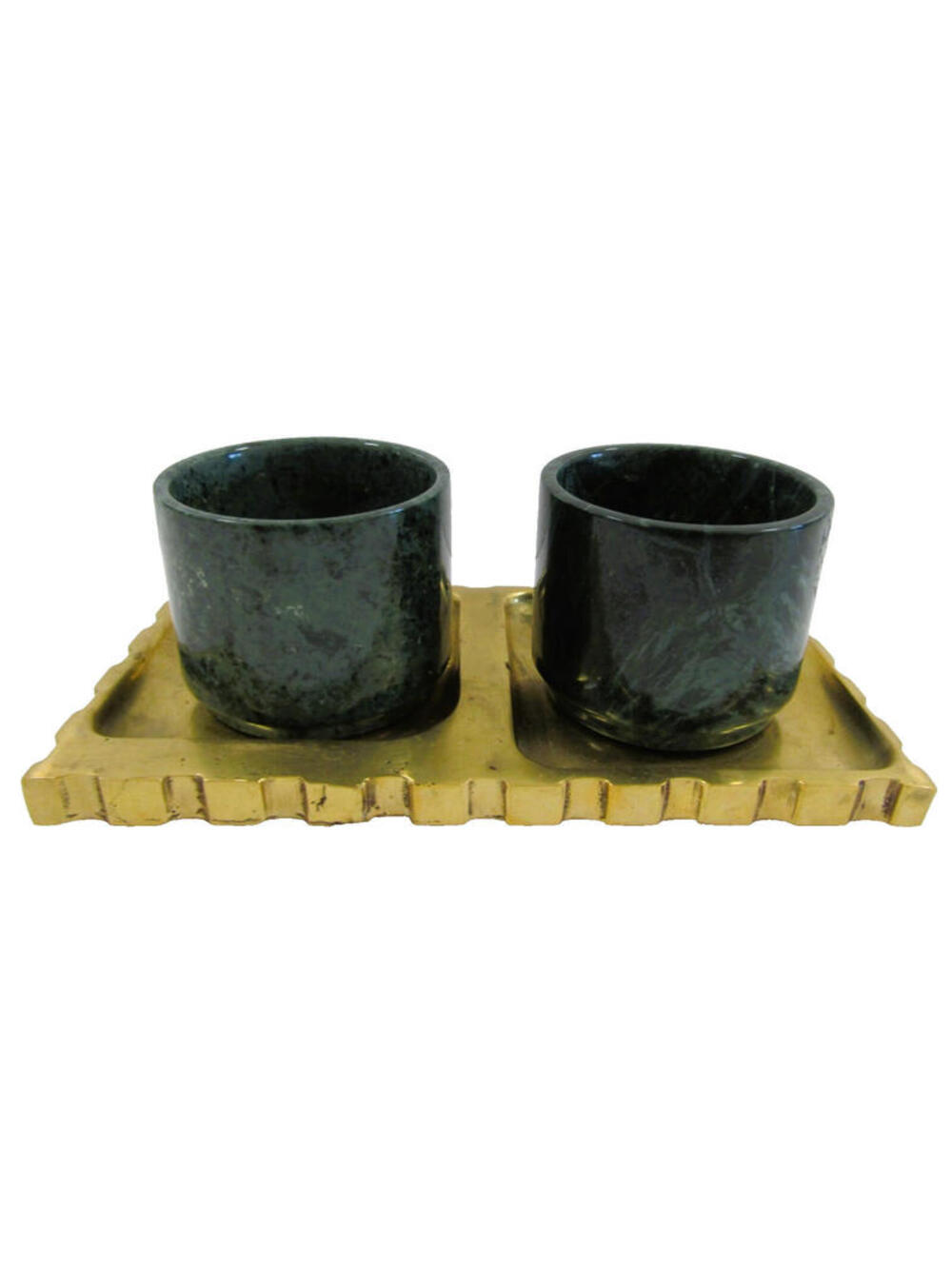 Boxed Anastasio Home Tania Sarin Bespoke Espresso Set Stone Cups and Brass Tray